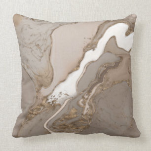 Taupe marbre et or abstrait lance oreiller