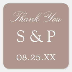 Taupe Mariage Favor Sticker Merci