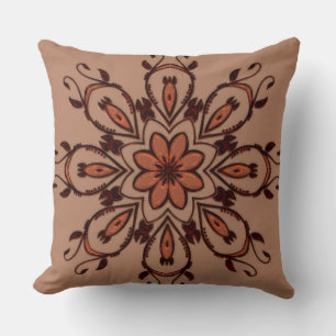 Taupe/ Melon Mandala Reversible Pillow