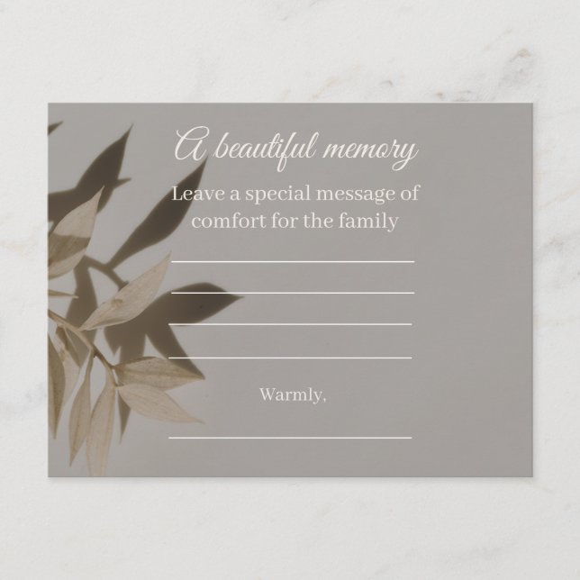 Taupe Memorial Message Card (Front)