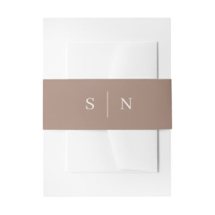 Taupe Minimal and Chic   Monogram Invitation Belly Band