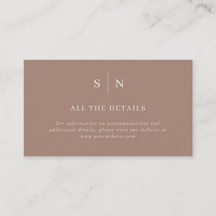 Taupe Minimal and Chic   Wedding Details Enclosure Card
