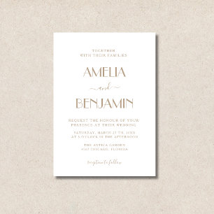 Taupe Minimalist Modern Elegant Formal Wedding  Invitation