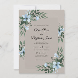 Taupe Mist Wildflower Wedding Invitation