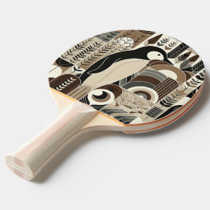 Taupe Mocha Ivory Penguin In Grain Forest Plants Ping Pong Paddle