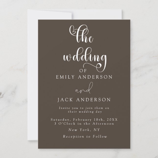 Taupe Modern Elegance Chic Wedding Invitation (Front)