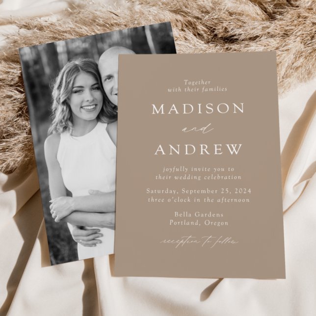 Taupe Modern Elegance Photo Wedding Invitation (Creator Uploaded)