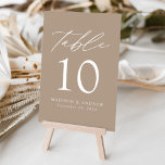 Taupe Modern Elegance Wedding Table Number<br><div class="desc">Trendy, minimalist wedding table number cards featuring white modern lettering with "Table" in a modern calligraphy script. The design features a taupe background or colour of your choice. The design repeats on the back. To order the table cards: add your name, wedding date, and table number. Add each number to...</div>