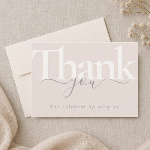 Taupe Modern Gender Neutral Oh Baby Shower Thank You Card