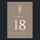 Taupe Modern Minimalist Floral Bouquet Wedding Table Number<br><div class="desc">Customizable minimalist wedding table numbers card. It features a taupe modern floral bouquet line art. Personalize by adding the table numbers,  names,  and event date. This minimalist floral table numbers card is perfect for weddings,  bridal showers,  baby showers,  birthdays,  and so much more.</div>