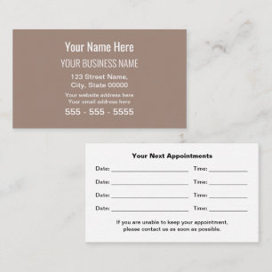 Taupe Modern Professional Appointment Card