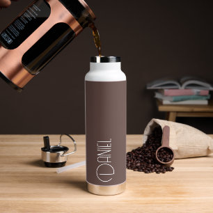 Taupe Modern Typography Personalized Water Bottle