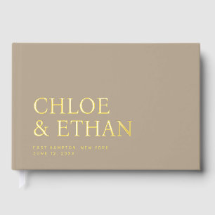Taupe Modern Wedding Foil Guest Book