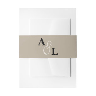 Taupe Monogram Ampersand Personalized Wedding Invitation Belly Band