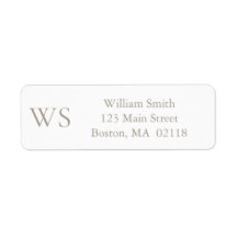 Taupe Monogram Return AddrReturn Address Label