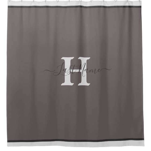 Taupe Monogramme rideau de douche HAMbyWG (Devant)