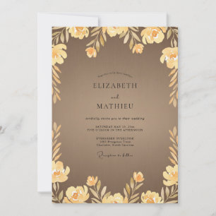 Taupe Mustard Wildflower Wedding Invitation