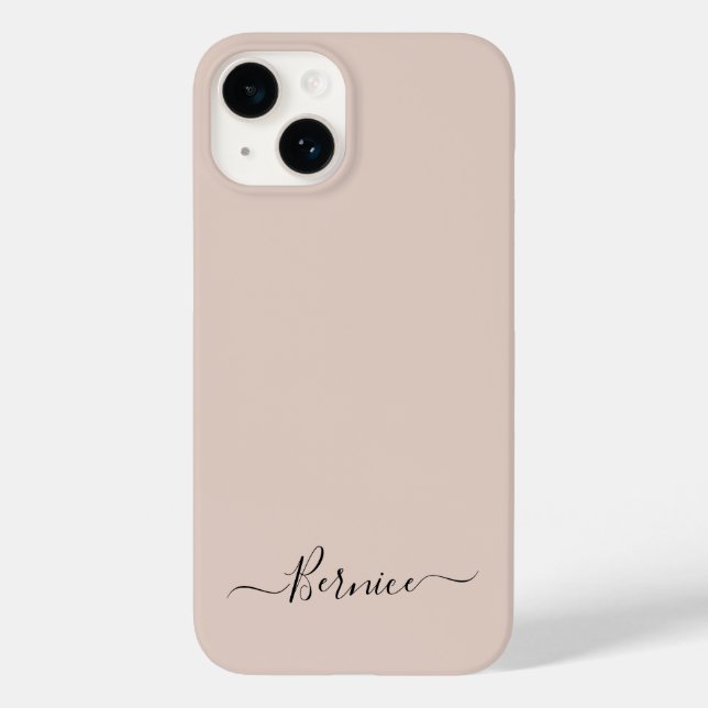 Taupe Neutral Simple Minimalist Script Custom Name Case-Mate iPhone Case (Back)