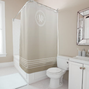 Taupe Ombre Monogrammed Shower Curtain