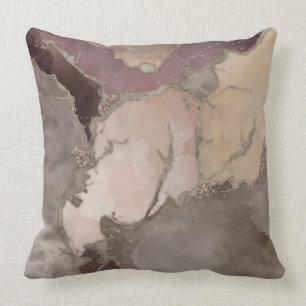Taupe palette encre et or abstrait lance oreiller