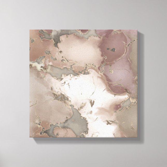 Taupe palette ink and gold abstract canvas print (Front)