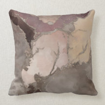 Taupe palette ink and gold abstract throw pillow