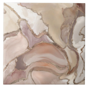 Taupe palette liquid marble and gold abstract tile