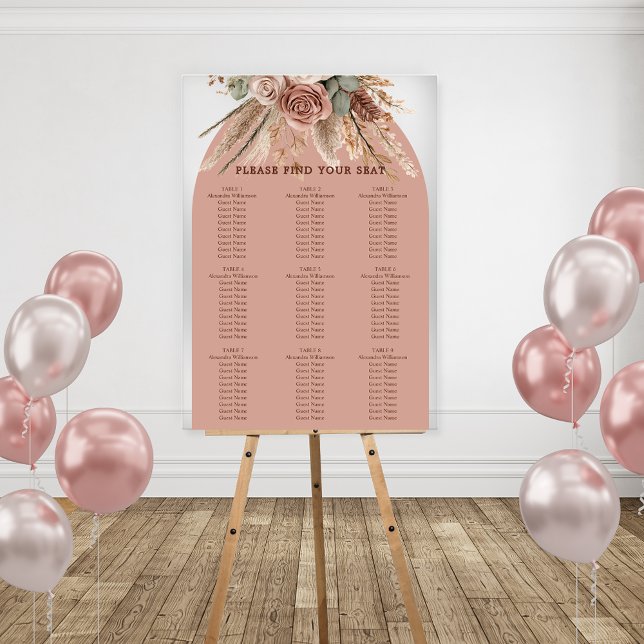 Taupe pampas grass wedding seating chart (Créateur téléchargé)