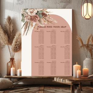 Taupe pampas grass wedding seating chart