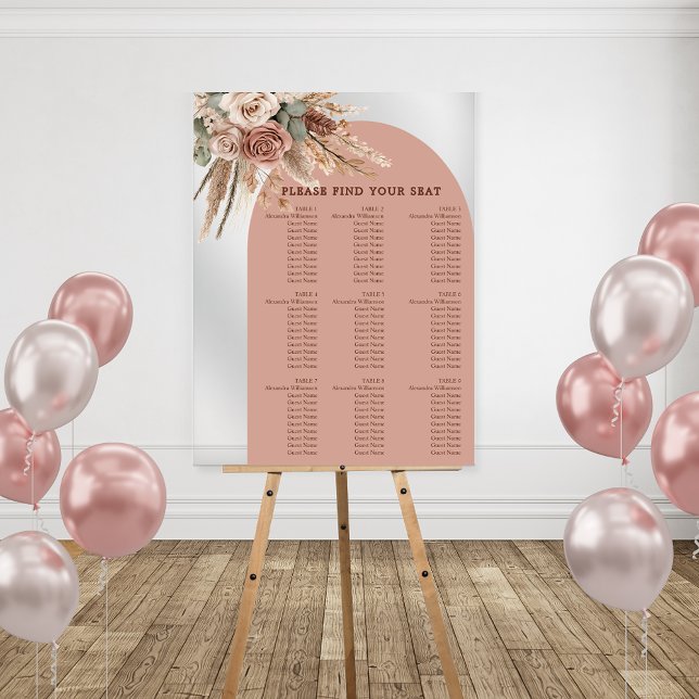 Taupe pampas grass wedding seating chart (Créateur téléchargé)