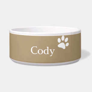 Taupe   Personalized Dog Dish