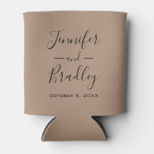 Taupe Personalized Wedding Can Cooler