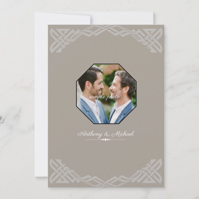 Taupe Photo personnalisée Faire-part de mariage Ga (Devant)