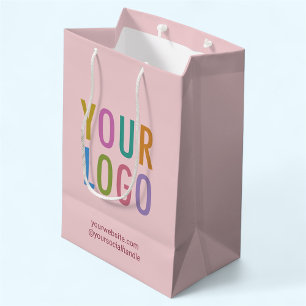 Taupe Pink Paper Gift Bag Custom Business Logo