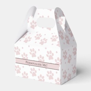 Taupe & Pink Paw Print – Personalized Party Favor Box