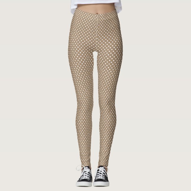Taupe Polka Dot Leggings for Any Occasion (Devant)