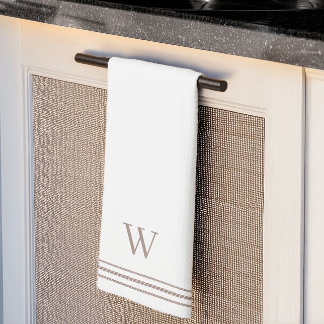 Taupe | Rope Stripe Monogram Kitchen Towel (Creator Uploaded)