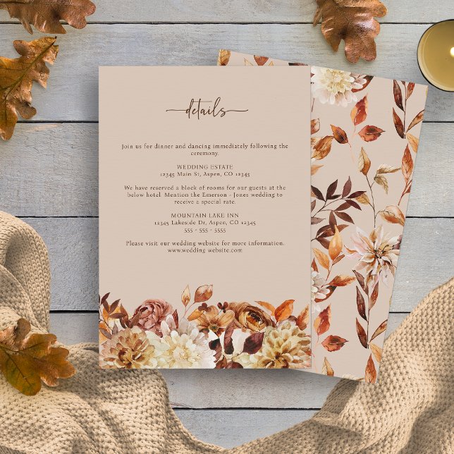 Taupe Rustic Leaves Fall Details Enclosure Card (Taupe Rustic Leaves Fall Details Enclosure Card by Painted Paperie
)