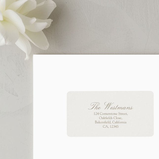 Taupe Sand | Minimalist Calligraphy Wedding Label (Creator Uploaded)