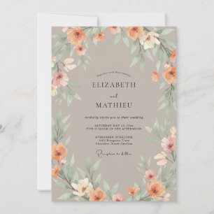 Taupe Serene Watercolor Wedding Invitation