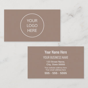 Taupe Simple Modern Ajouter Votre Carte de visite 