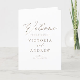 Taupe Simple Script Formal Wedding Program
