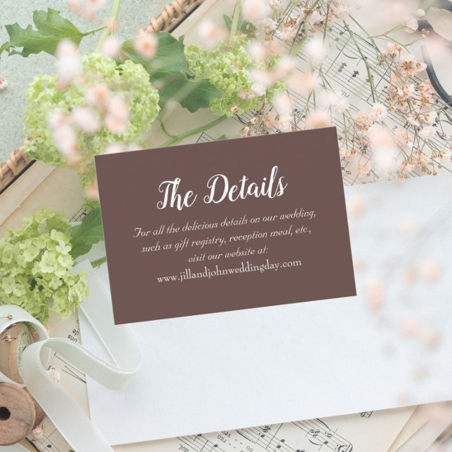 Taupe Simple Style Wedding Details Enclosure Card (In Situ Wedding)