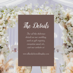 Taupe Simple Style Wedding Details Enclosure Card