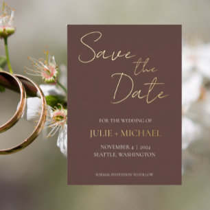 Taupe Simple Style Wedding Save the Date