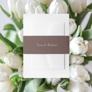 Taupe Simple Stylized Name Wedding Invitation Belly Band