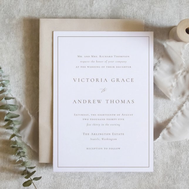 Taupe Simple Typography Formal Wedding Invitation (Taupe Simple Typography Formal Wedding Invitation)