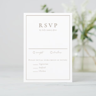 Taupe Simple Typography Formal Wedding RSVP Card