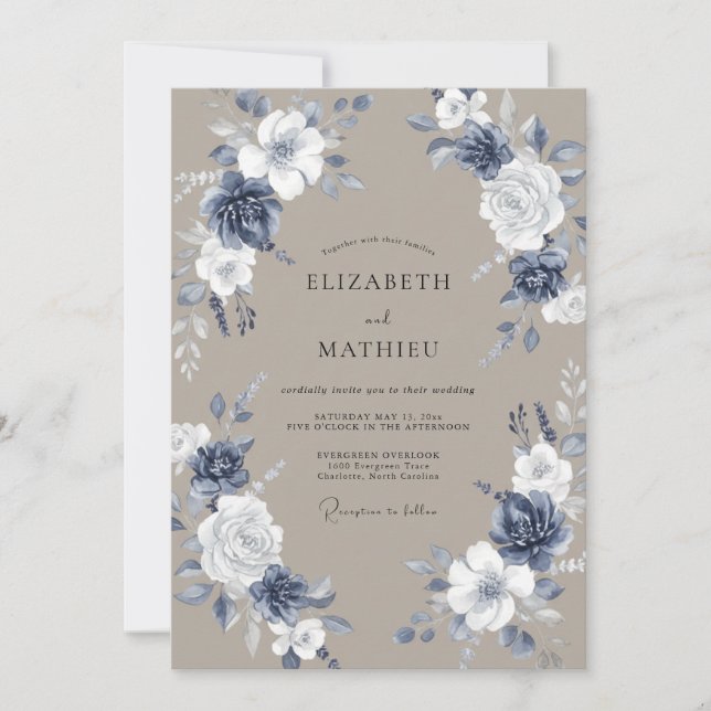 Taupe Slate Painted Wedding Invitation (Front)