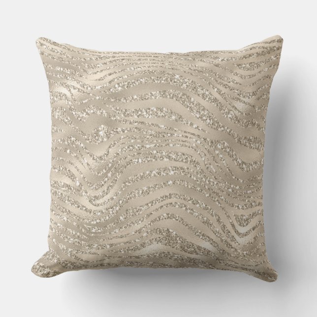 Taupe Sparkle Designer Throw Pillow (Front)